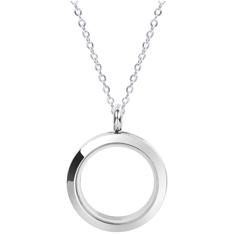 Round Pendant Necklace Locket Charm Stainless Steel Necklaces For Women Men Jewelry Chain Around Neck Necklace Decoration Gifts