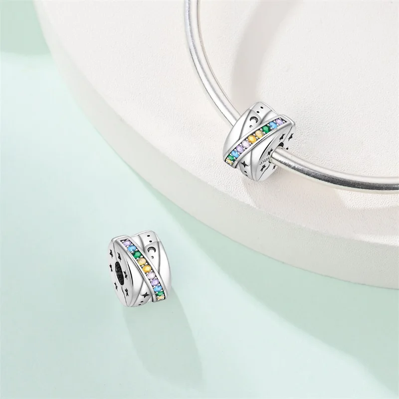 925 Sterling Silver Space Trajectory Charms Safety Buckle Fit 3mm Original Bracelet DIY Women Fashion Anniversary Jewelry Gifts