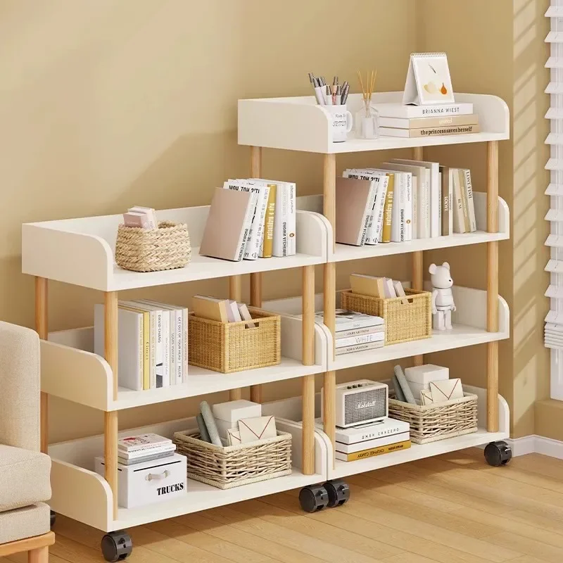 Shelf storage rack Floor-to-ceiling bookshelf Integrated shelf Movable living room wall storage rack Shelf Simple snack rack