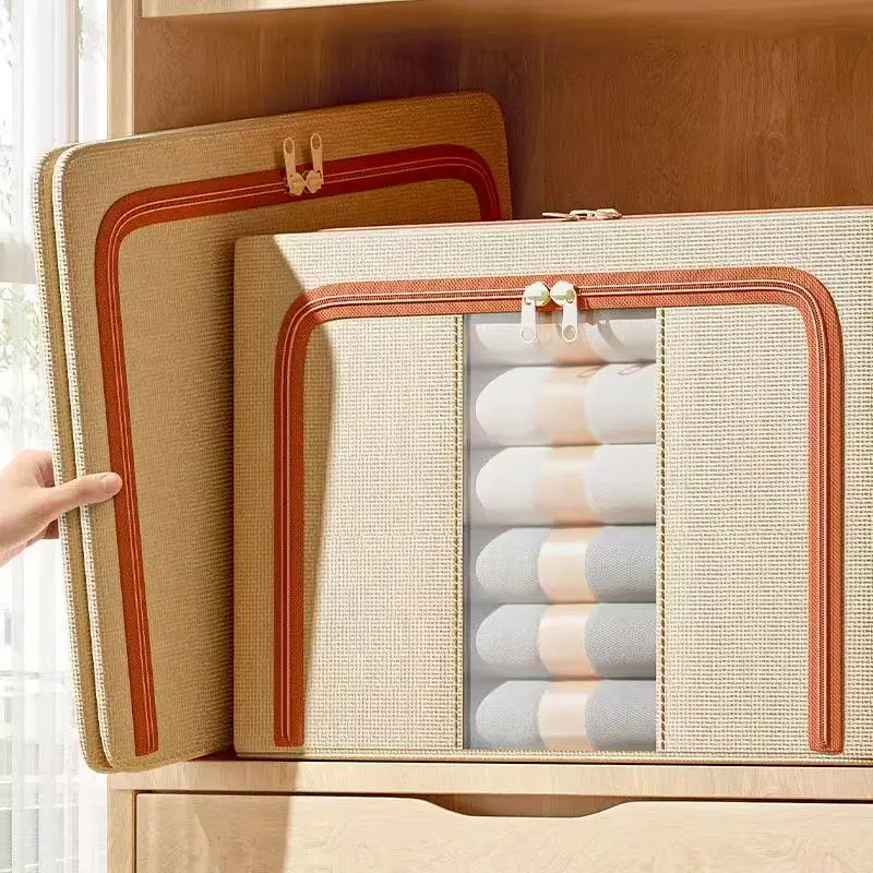 Clothes storage box, home fabric folding basket, wardrobe made of PET material, increased load-bearing capacity, and thick iron