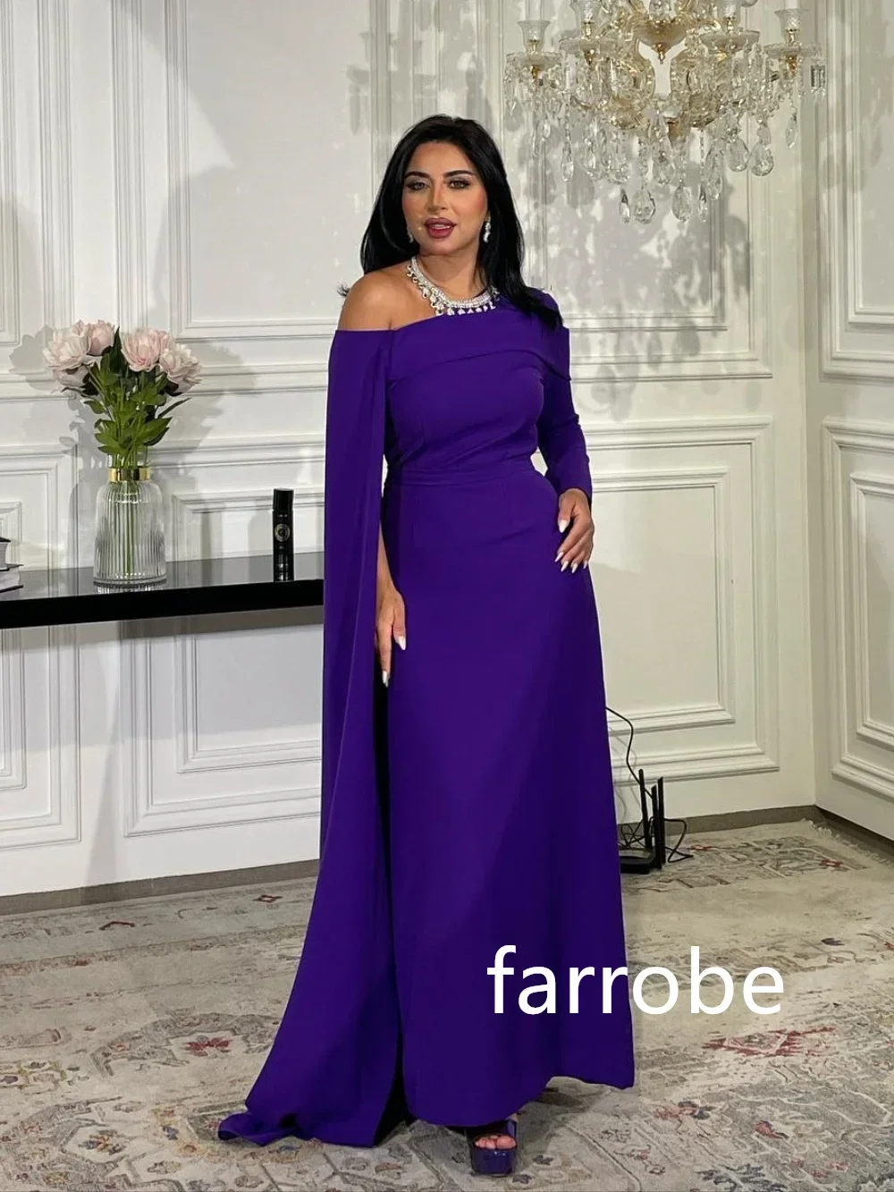 Customized Formal Jersey Pleat A-line Off-the-shoulder Midi Dresses Prom Dresses Classic Exquisite Modern Style Pastrol Chinese