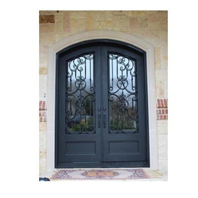 Customization Reasonable Price Double Door Iron Gates Iron Door Lock Wrought Iron French Doors