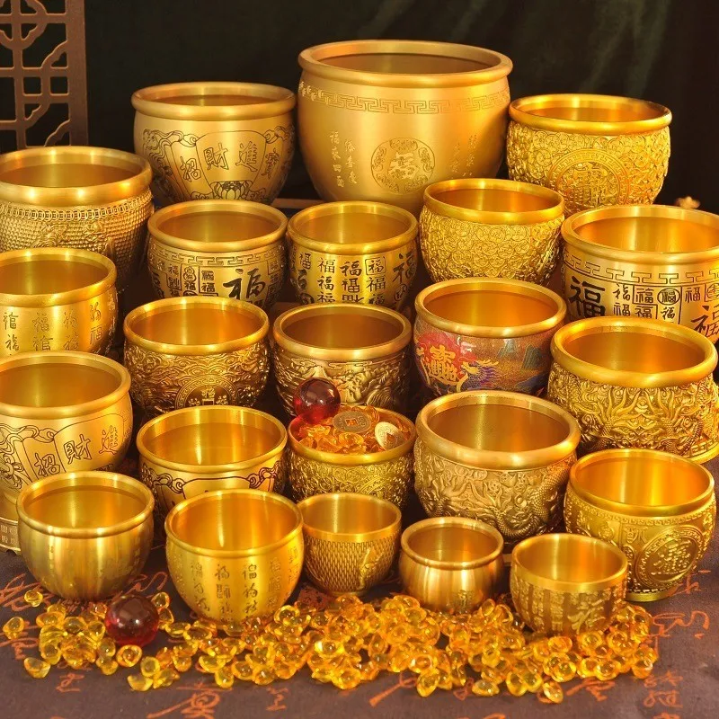 

Brass desktop ornaments, gold ingot containers treasure pots desktop ornaments