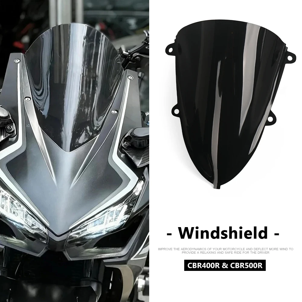 

New 2019-2025 2024 CBR400R Motorcycle WindScreen Accessories Front Windshield Heightened Deflector For Honda CBR500R CBR 400 R