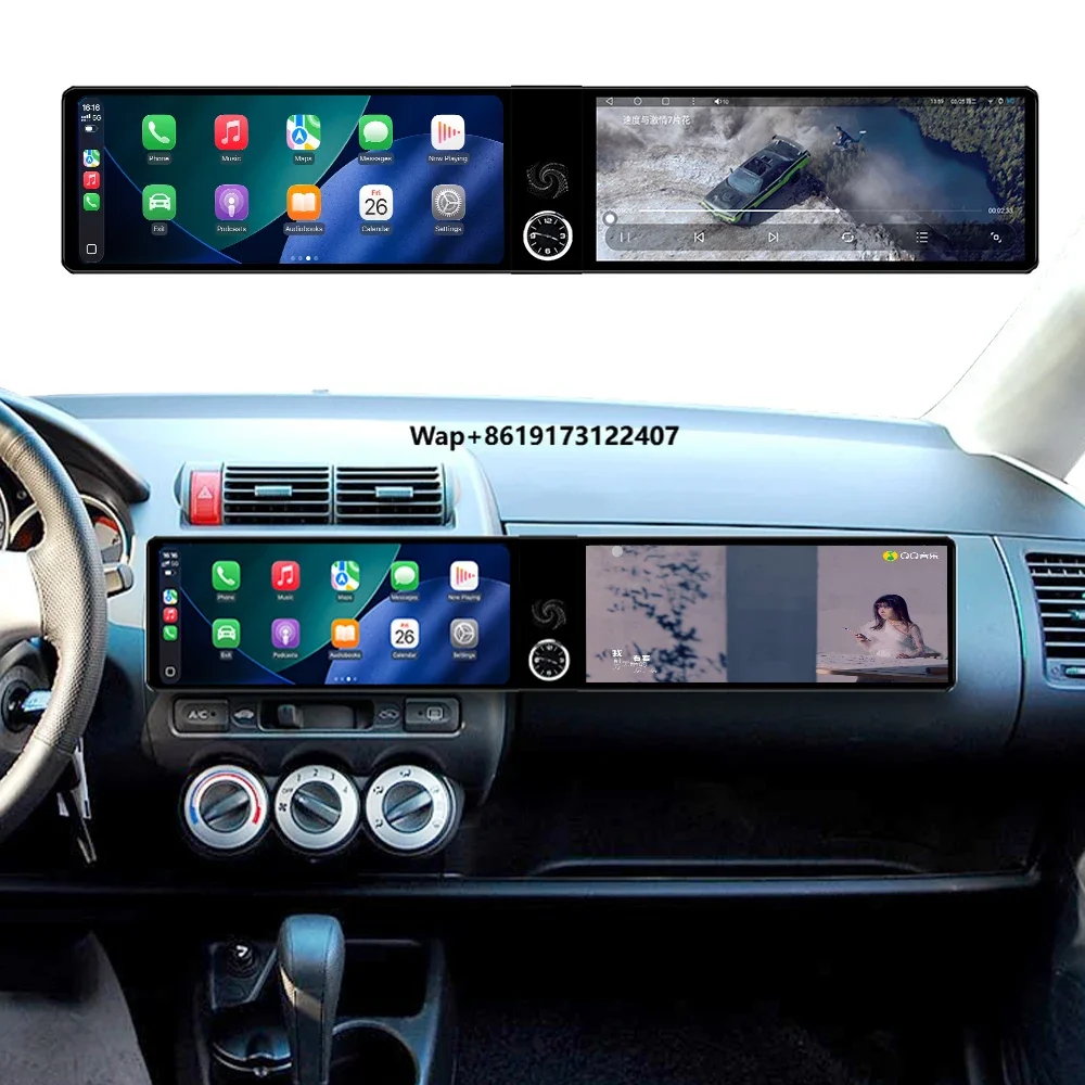 

ZWNAV Двойной 12,3-дюймовый беспроводной Carplay Android Auto для Fit 2008-2013, мультимедийная магнитола Android, автомобильный DVD-плеер с сенсорным экраном