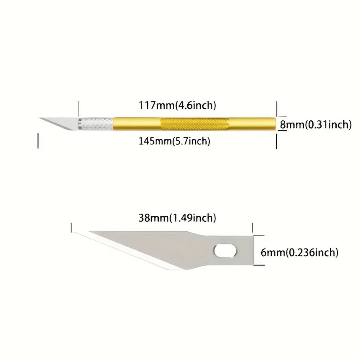 12Pcs /Set Engraving Non-Slip Metal Scalpel Kit 1 Carving Knife And11 Blades Craft Hobby Gold/Silver Color , Aliuminum A