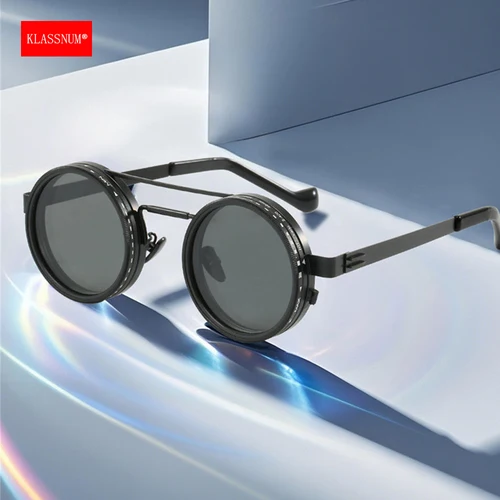 KLASSNUM gafas de sol ajustables para hombre, gafas con filtro Nd, gafas de sol con atenuación de velocidad ND9, gafas de sol polarizadas redondas para pescar y conducir 2025