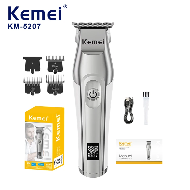 Kemei 5207 электрическая машинка для стрижки волос для мужчин с нулевым зазором USB перезаряжаемые домашние инструменты для стрижки волос профессиональный парикмахерский беспроводной триммер для волос