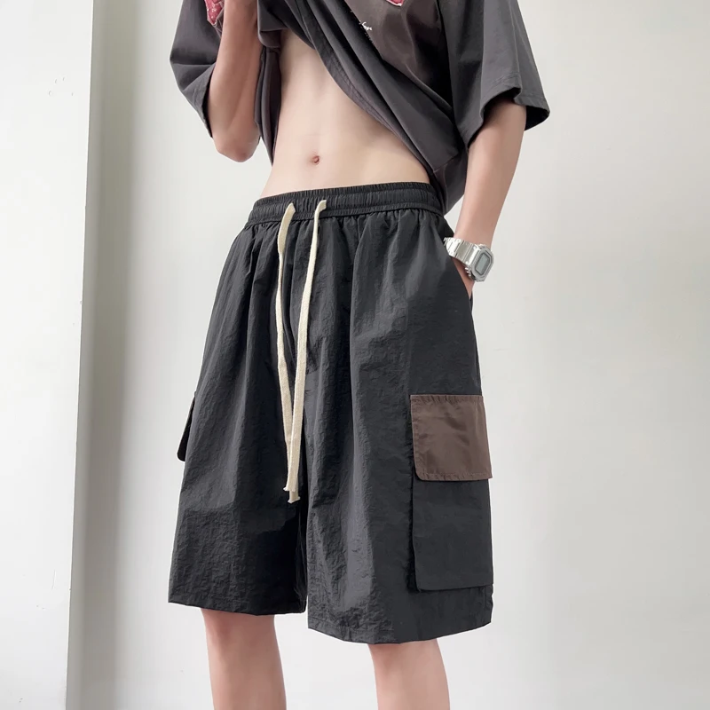 

Loose Fit Casual Workwear orts Men's Summer Thin Design Sensation Trendy American High Street Loose Five-Quarter Pants