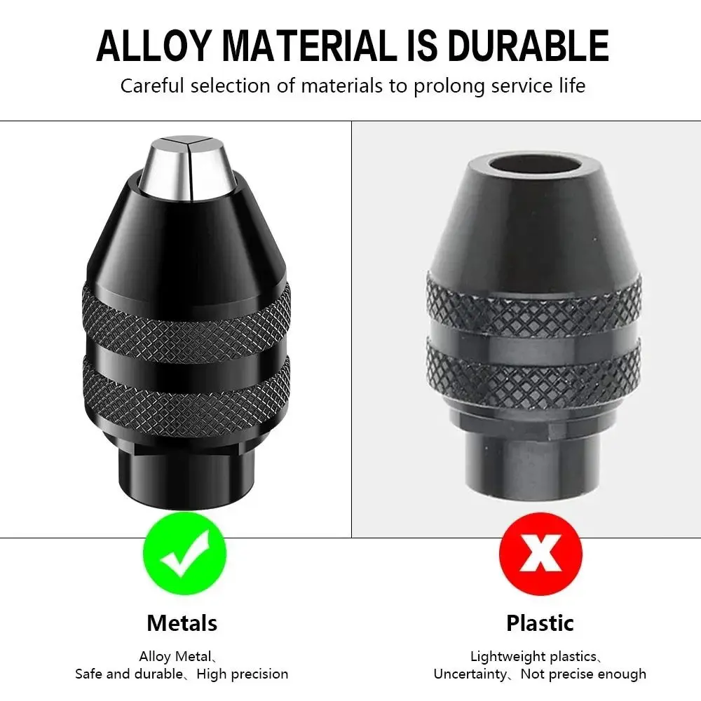 Mini Rotary Tool Chuck Three-Jaw Structure Adjustable Clamping Rotary Tool Accessories Alloy Keyless Drill Chuck