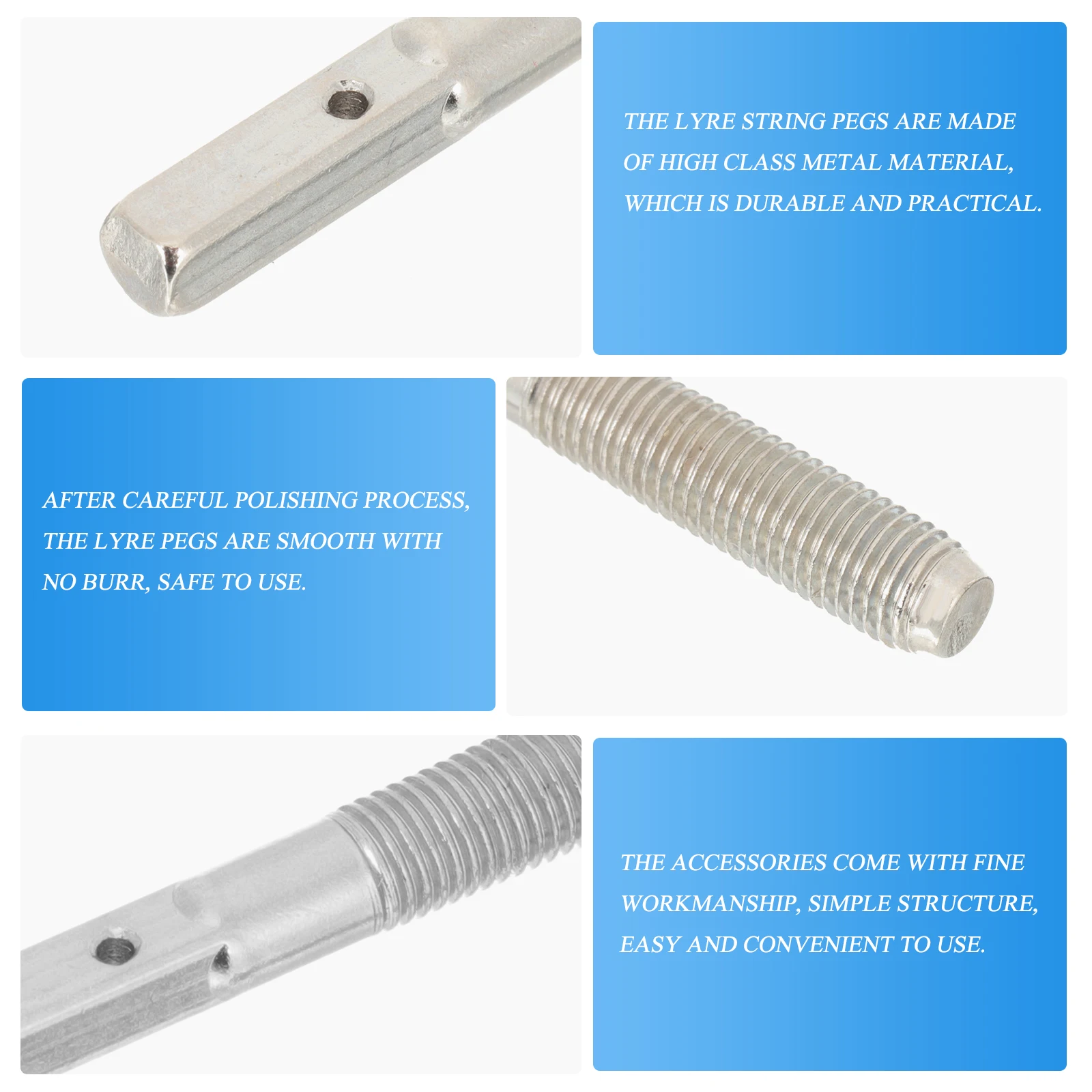 

1Set Lyre Harp Peg Polished Steel Durable Replacement Accessories Professional Tuning Parts Stringed Musical Instruments Fixator