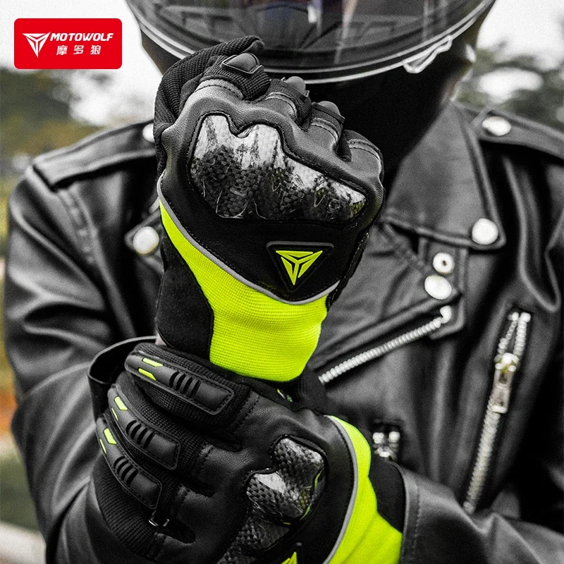 Motowolf Motorcycle Anti Drop Breathable Half Finger Protective Gloves Racing Men's Full Finger Touch Screen Gloves Ls2