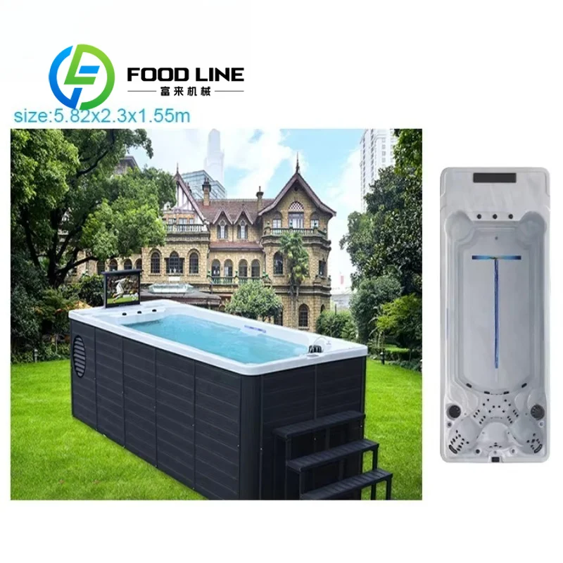 Swim Spa Pool Whirlpool Bathtub 12 Person Outdoor Large Garden Heated LED Counter Current Jet Tub Factory Price 220V Durable