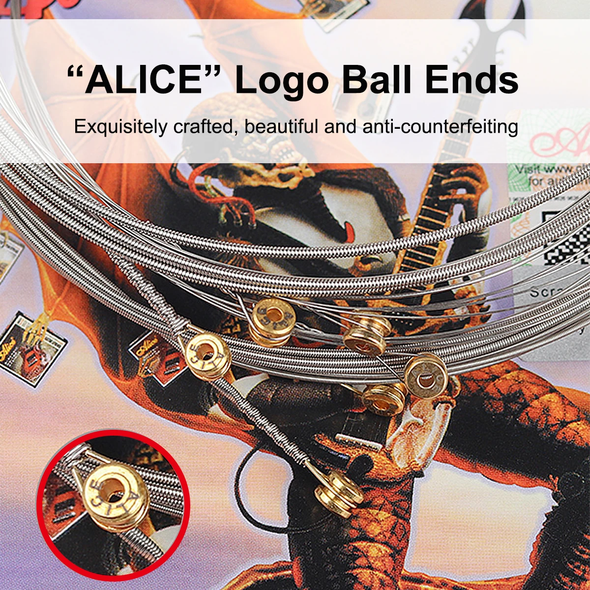 Alice 1 Set A506-L / A506-SL Electric Guitar Strings – Super Light 009-042, Nickel Plated Alloy Wound, Steel Core, for Beginners - view 5