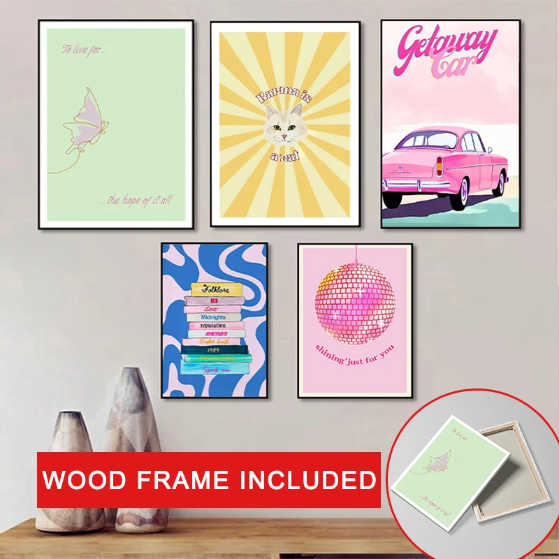 

Framed Colourful Canvas Print Funny Poster Home Wall Decor Poster Modern Minimalist Decorative Art Bedroom & Living Room Decor