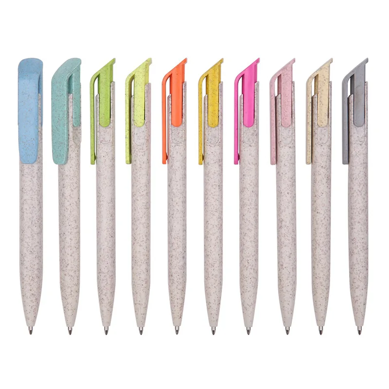 

50Pcs New Colored Environmentally Friendly Wheat Straw Material Ballpoint Pen