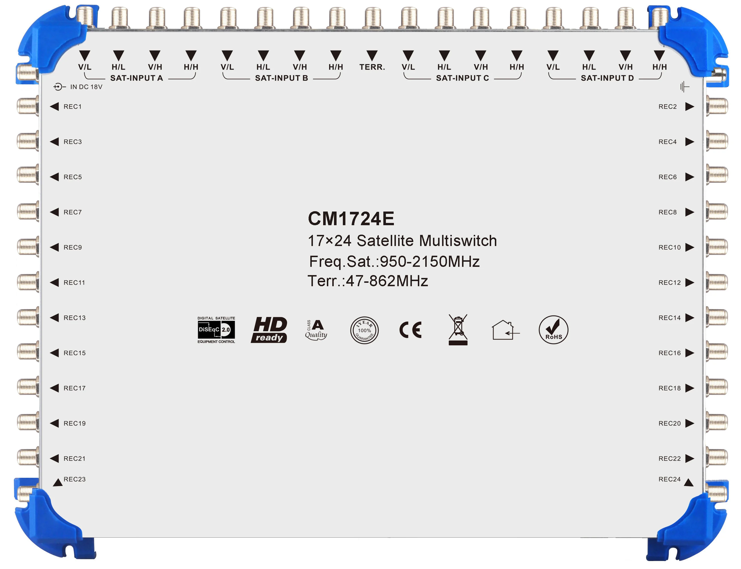 Interruptor multisatélite, 5 entradas, 16 salidas, interruptor en cascada, multisatélite
