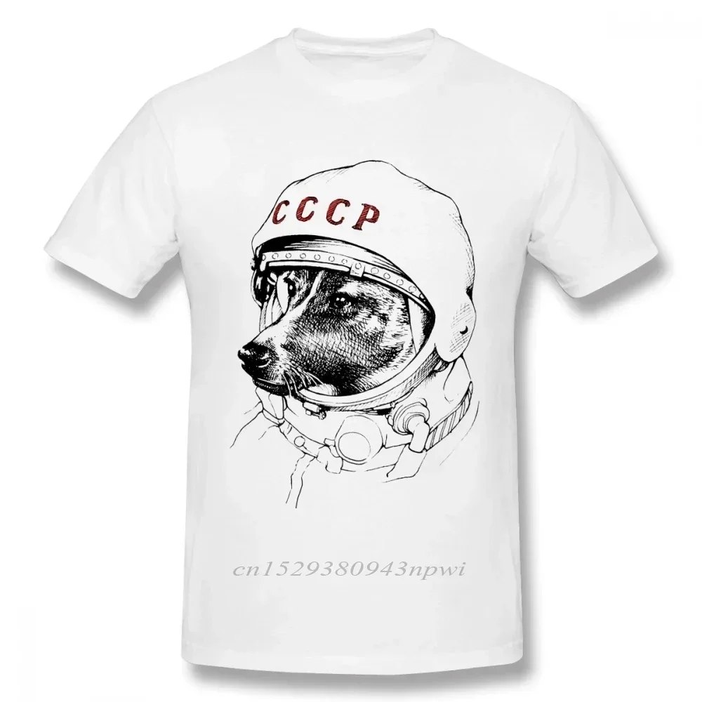 CCCP T shirt Laika Space Traveler  Tee Shirt Male Quality USSR Soviet Union KGB T-Shirt Summer Casual Tees