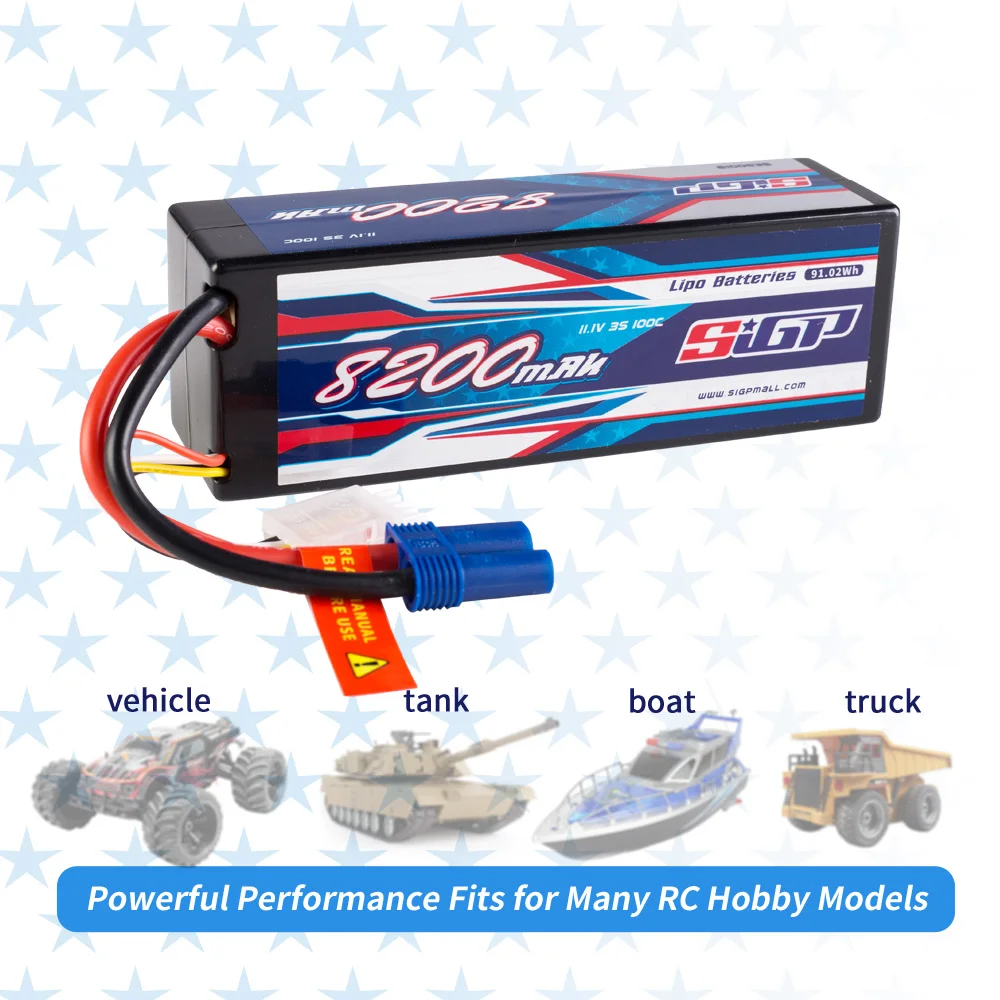 SIGP Lipo Battery 2S 3S 4S 11.1V 14.8V 7.4V RC Lipo 5300mah 6100mah 7300mah 8200mah Hardcase EC5 Deans T XT60 RC Parts