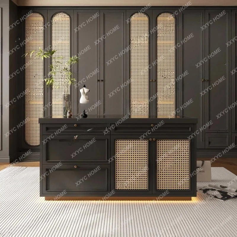 XX style cloakroom, island cabinet, jewelry, household cream style storage, double-sided display
