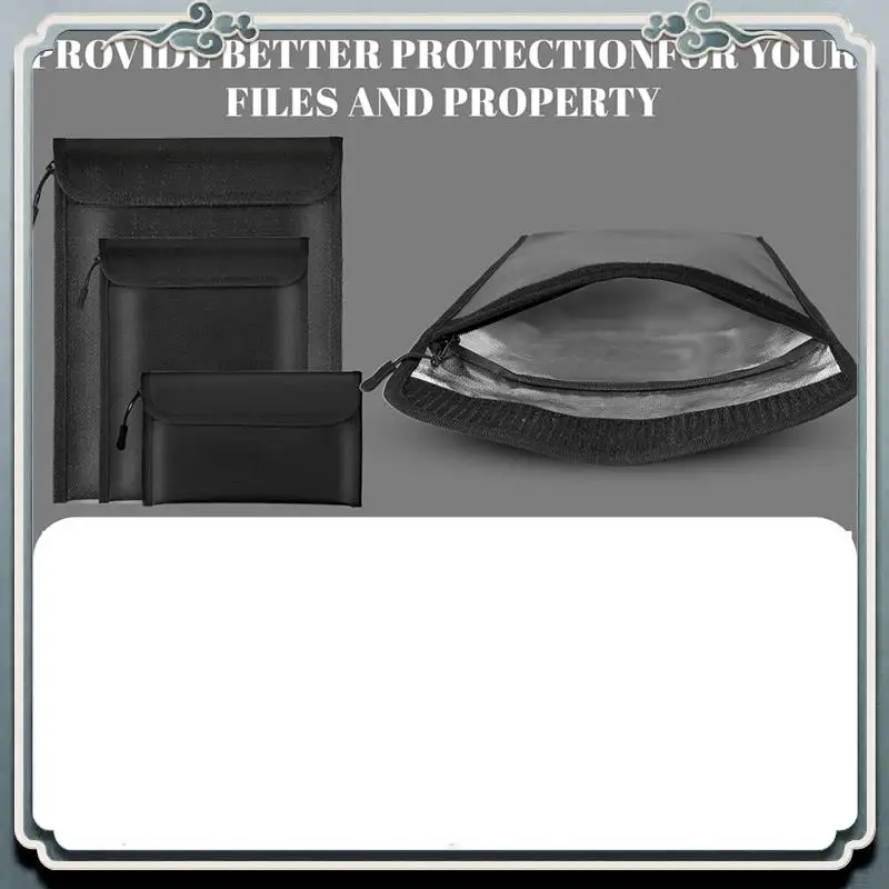 Premium Fireproof Waterproof Document Bag 2000℉ 3Pack Fireproof Bags For Cash/Documents With Locking Zipper Waterproof Money Bag