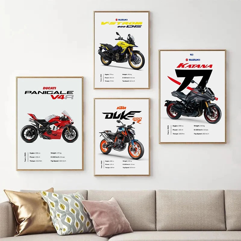 Modern Classic Motorcycle Ducati Suzuki Personalized Fashion Poster Canvas Paintings Wall Art Pictures Home Decor