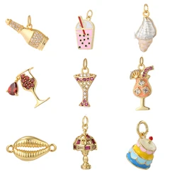 Cake ice cream Charms for Jewelry Making Supplies Diy Earrings Necklace Bracelet Jewelry Make Accessories Gold Color Copper
