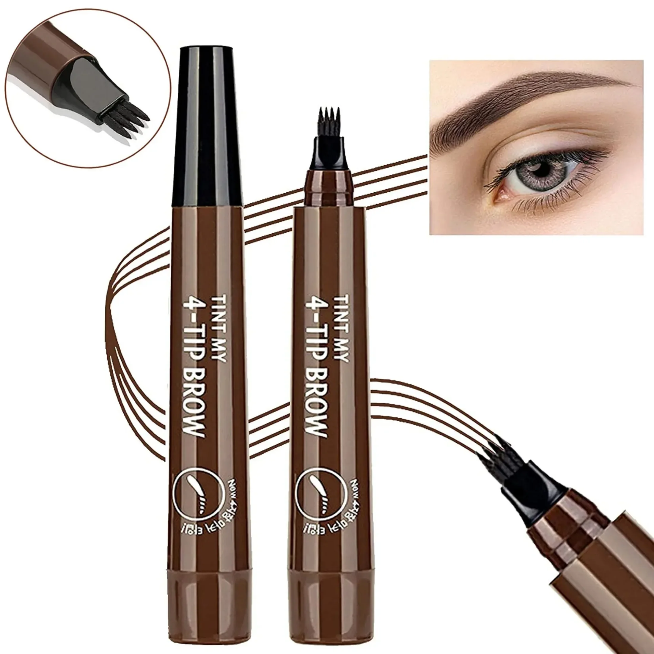 5 สี Microblading Eyebrow ปากกากันน้ํา Liquid ดินสอเขียนคิ้ว Long Lasting Eyebrow ปากกา 4 OintsEyebrow ปากกาเครื่องสําอาง