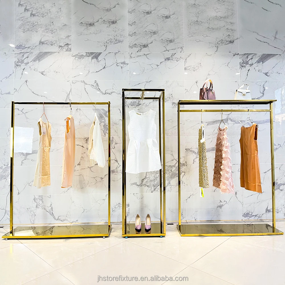 Custom.Custom .Custom.Customization Stainless Steel Shiny Gold Horizontal Hanging Retail Shoe Shelving Display Racks Clothes