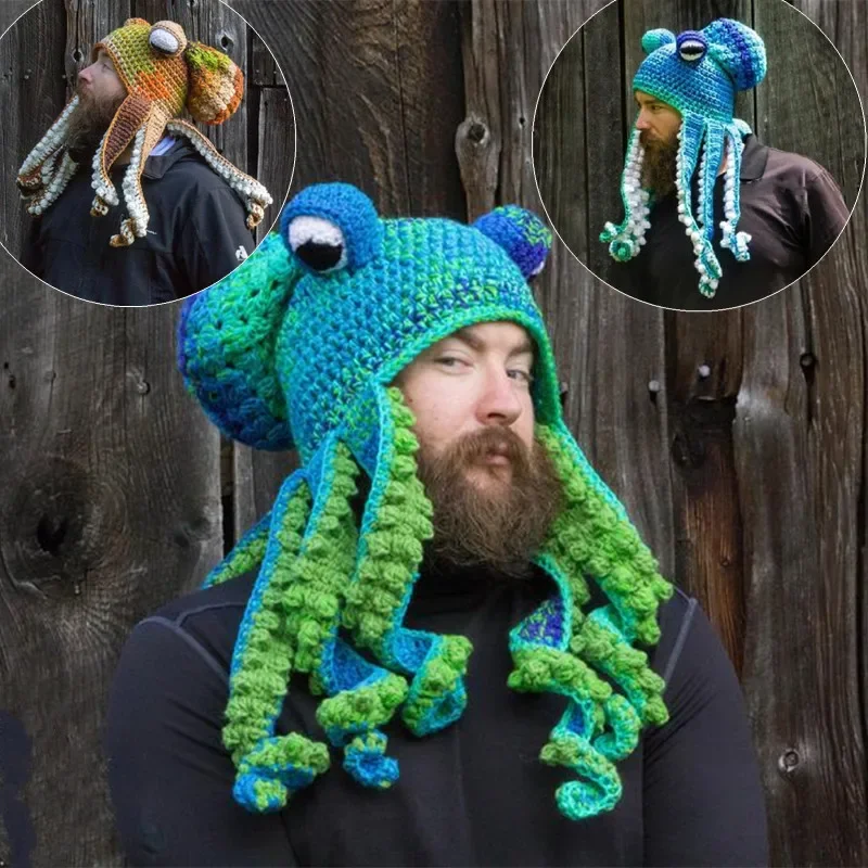 

Unisex Cthulhu Style Adult Party Funny Octopus Headgear Creative Holiday Gift Tricky Woolen Hat Ski Balaclava Outdoor Ski Hat