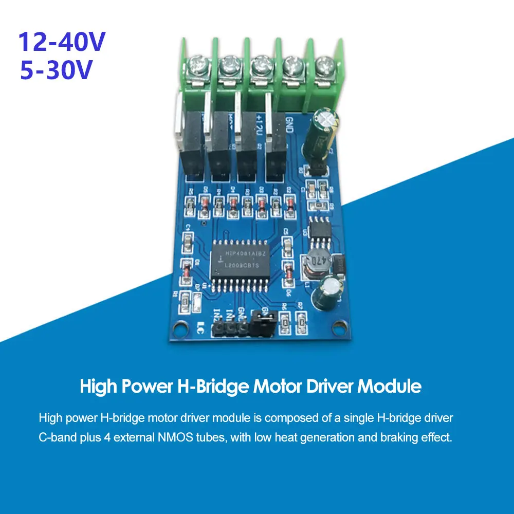 170W High Power H-Bridge Motor Driver Module For NMOS Brake Duty Cycle For DC 5-40V Motor 4 External NMOS Tubes Two PWM Inputs