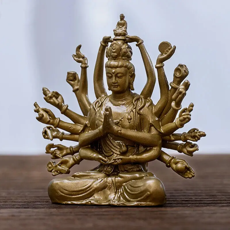 Rare Chinese Bronze Copper  Avalokitesvara Bodhisattva with Thousand Hands and Thousand Eyes Portable Buddha