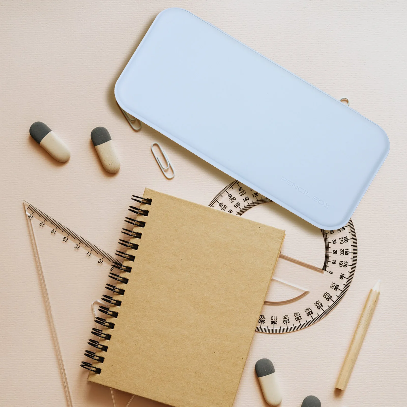 

Macaron Plastic Stationery Box Large Capacity Pencil ganizer Packing Case Lightweight Portable Pen Container Blue School