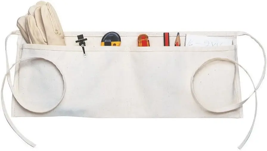 

Custom Leathercraft C6 Canvas Waist Apron Two Pocket, Unisex Adult, White