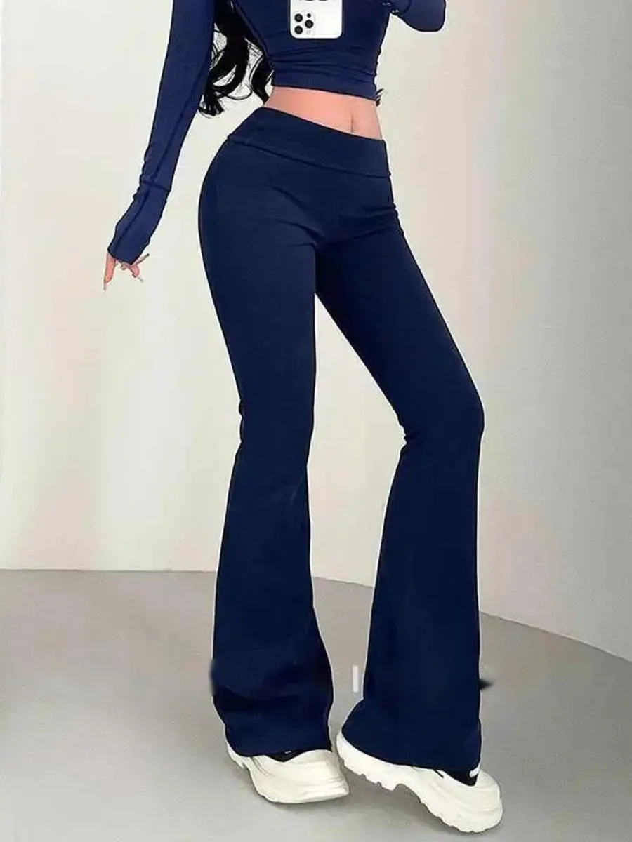 High Waist Double Sided Velvet Micro Casual Pants Floor Pants Slim Fashion Women FLARE PANTS 2025 New Korean Women Pants U7KY