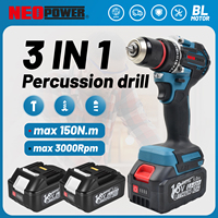 18V 10mm 150N.M Brushless Electric Impact Drill Cordless Drill Electric Screwdriver DIY Driver Power Tool for Makita 18V Battery