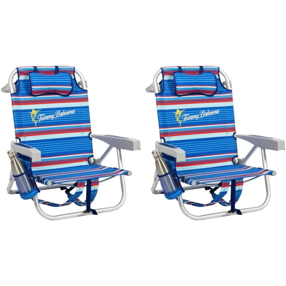 Backpack Beach Chair 2 Pack (Sailfish and Palms), Aluminum, Multicolor