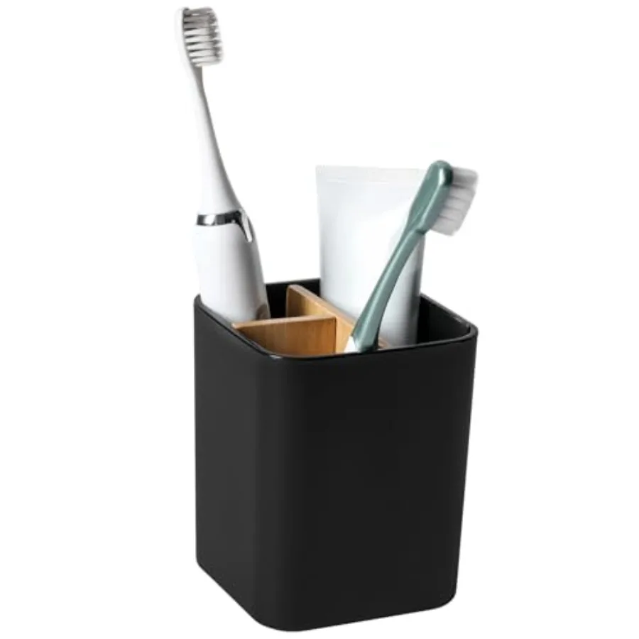

Bamboo Toothbrush Holder for Bathrooms, Toothbrush and Toothpaste Holder Bathroom Counter Organizer for Electric Toothbrushes,