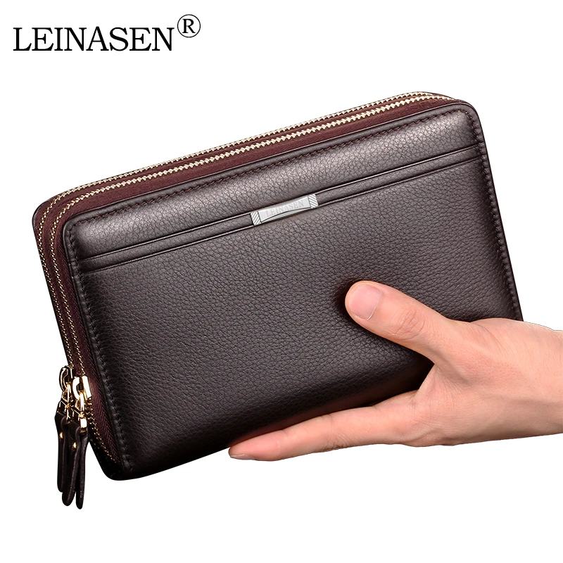 Men Wallets with Coin Pocket Long Zipper Coin Purse for Men Business Male Wallet Double Zipper Vintage Large Wallet Purse