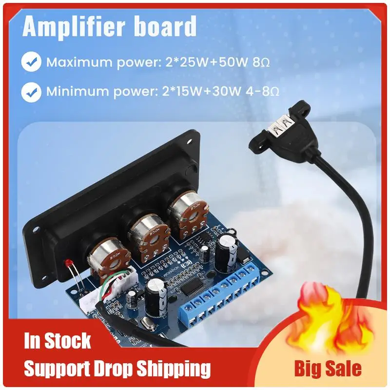 Mejores OFERTAS Placa amplificadora Digital Bluetooth de 2,1 canales 2X25w + 50W BT5.0 Subwoofer Clase D Placa de Audio DC12-20V con Cable USB