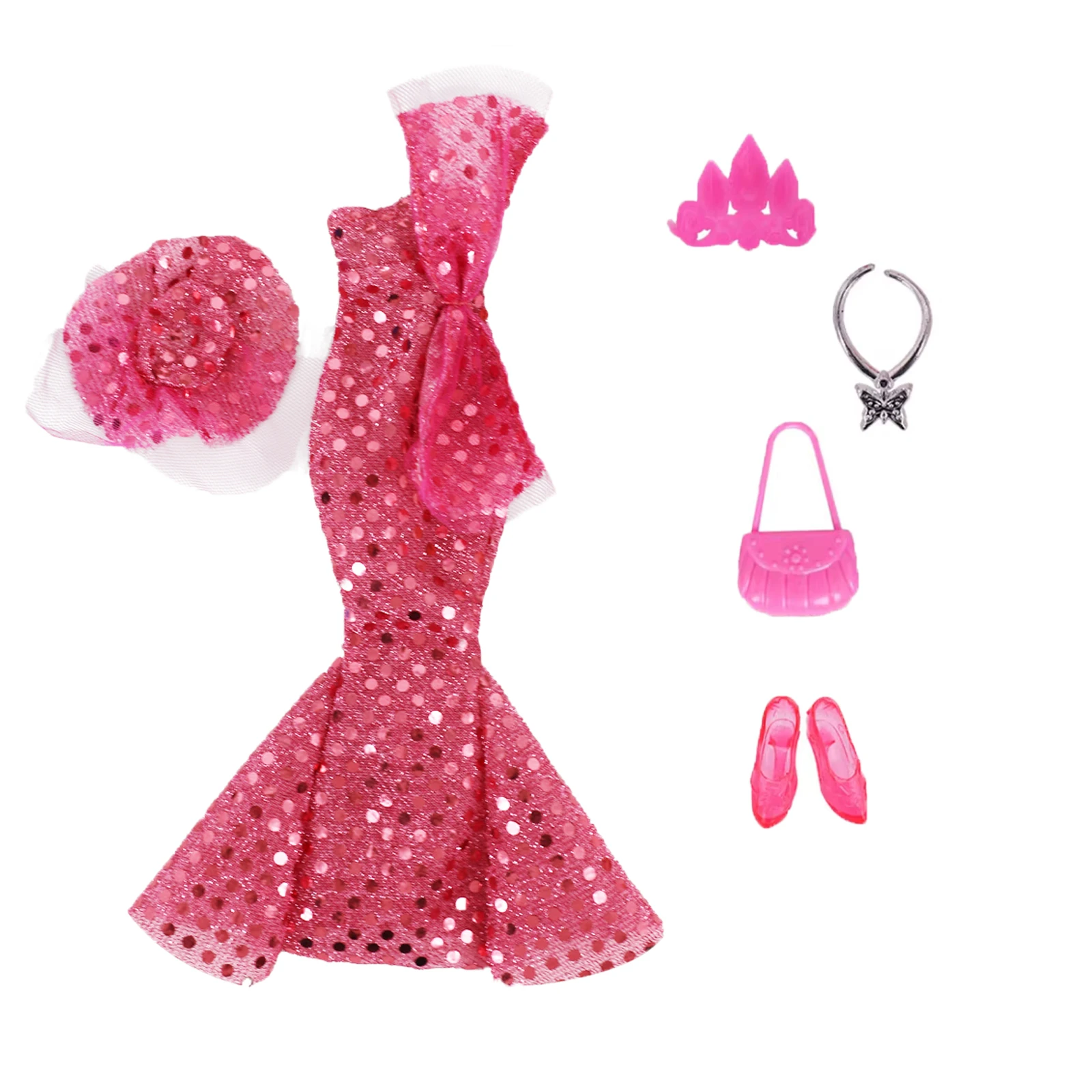 Doll Party Evening Dress Princess Elegant Sequin Dress Suitable For 30cm Doll 1/6 BJD Doll Clothes,Gift,Doll Accesories Toy