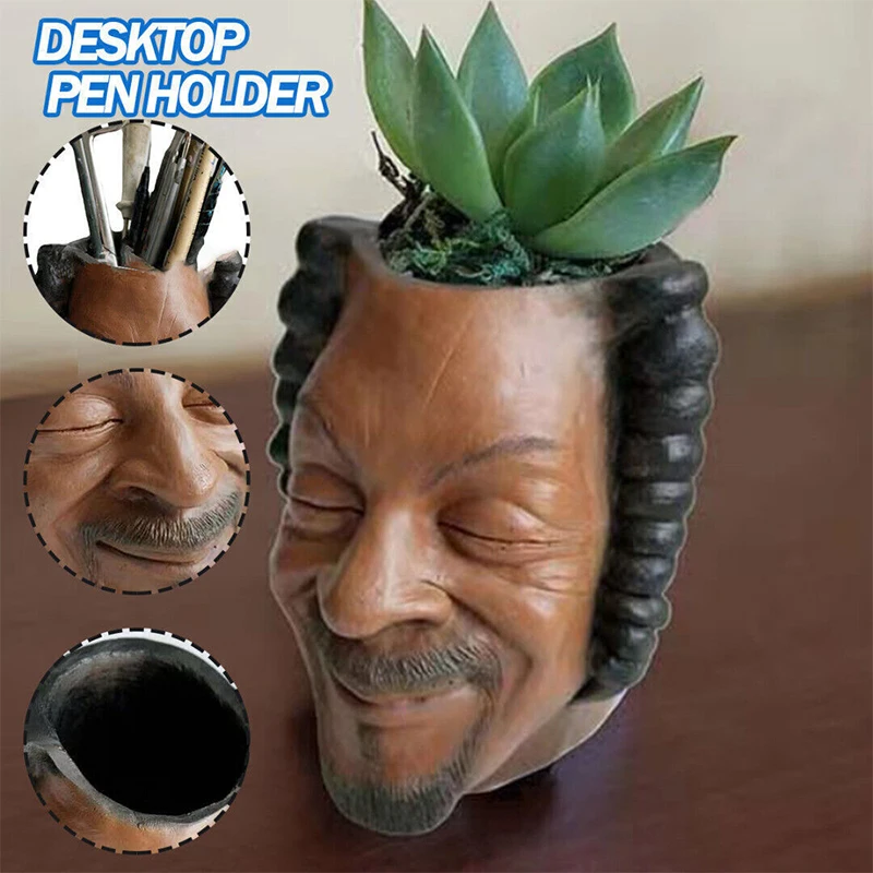 

Creative Interesting Portrait Face Flowerpot Garden Succulent Plant Pot Home Office Desktop Pen Holder Adult Kids Gift