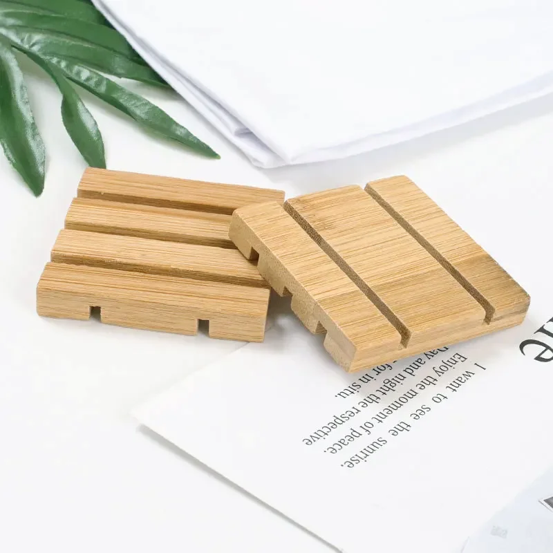 Natural Eco Friendly Bamboo Soap Dishes Tray Holder Storage Soap Rack Plate Box Portable Bathroom Soap Dish Storage Box