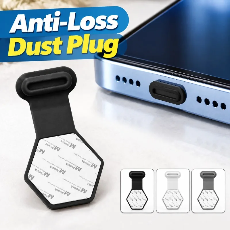 Anti-lost Silicone Phone Dust Plug Universal Type-C Charging Port Stopper for Apple Android Devices Durable Mobile Interface
