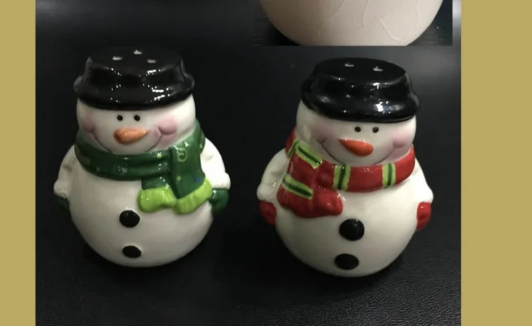 

Ceramic Santa Claus Snowman Ornament Seasoning Jar Set