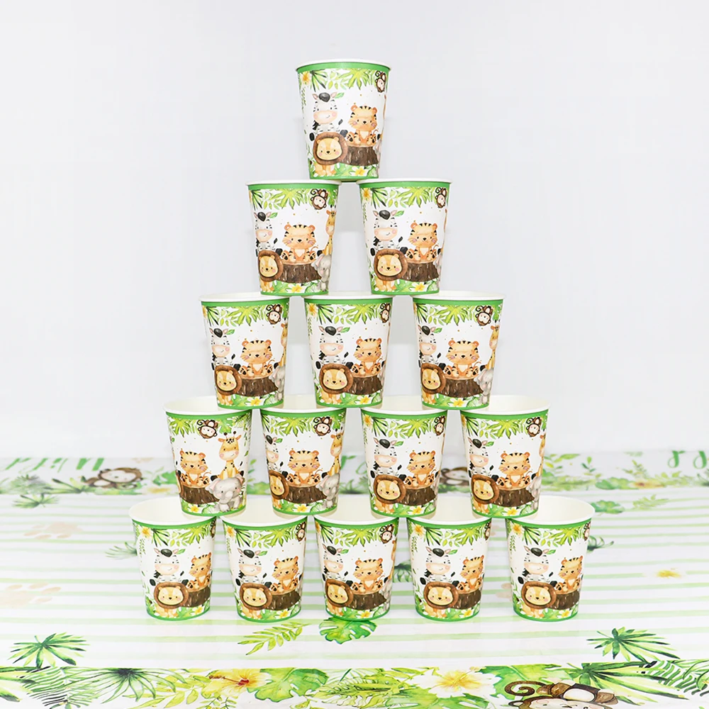 Wald Dschungel Geburtstag Party Dekorationen Wild One Tier Tischdecke Geschirr Set Woodland Safari Happy Birthday Party Supplies – Detail 6