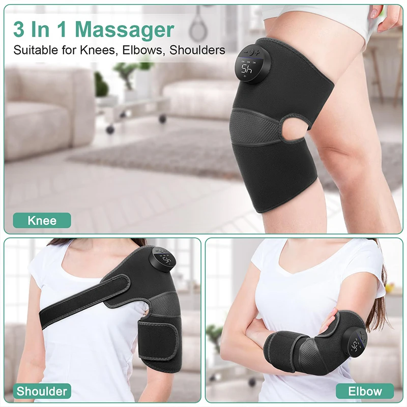 Medcursor Electric Knee Massager 3-in1 Heated Elbow Shoulder Massager for Heating Temperature Air Pressure Relief Leg Massage