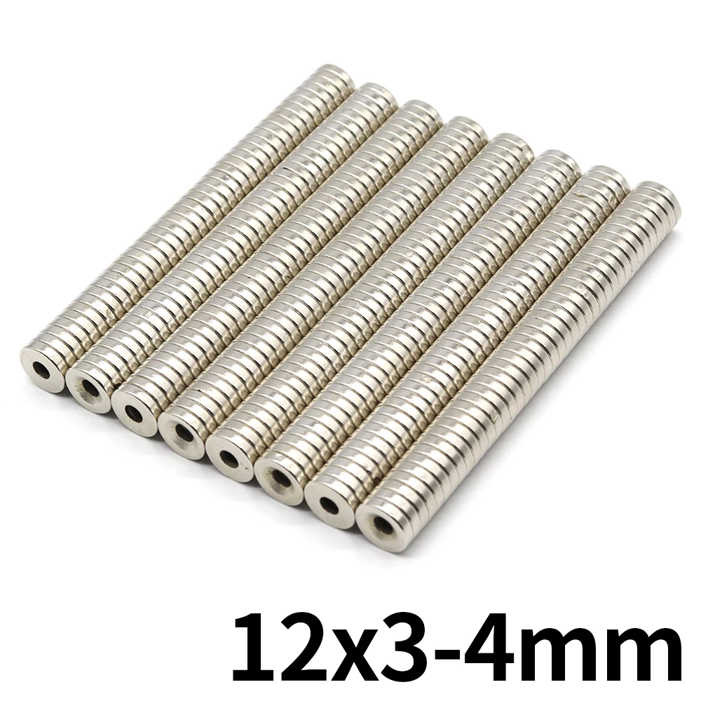 12x3-4mm Round Super Strong Neodymium Magnet with holes N35 Powerful Magnetic NdfeB Permanent Refrigerator Magnet imanes DIY