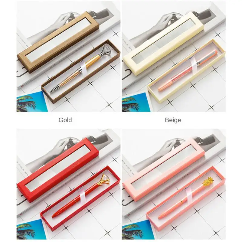 صندوق قلم شفاف بسيط محايد ، صندوق حبر جاف معدني جميل وعملي ، تصميم جميل