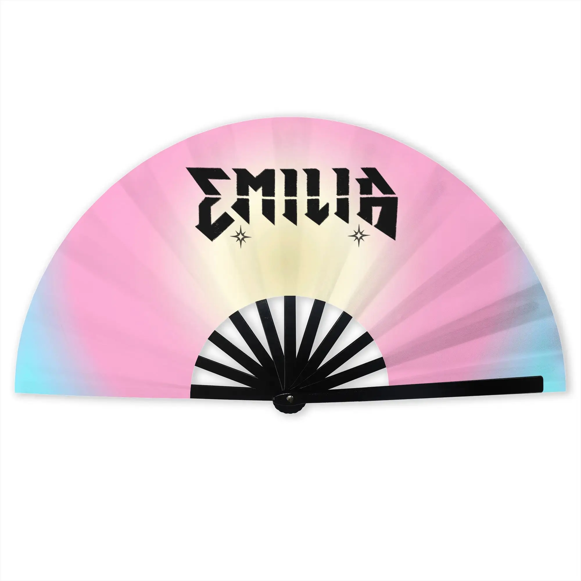 E-Emilia Mernes Portable Pocket Fan Camping Mp3 Singer Poster Polyester Folding Fan Chinese Dance Handheld Cooling Fans